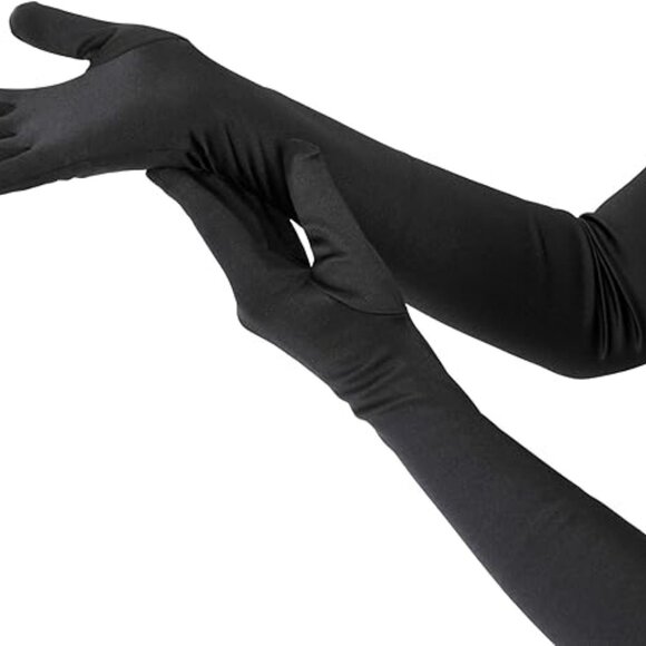 Leg Avenue Black Stretch Velvet Opera Length Gloves NWT NOS - Picture 1 of 10